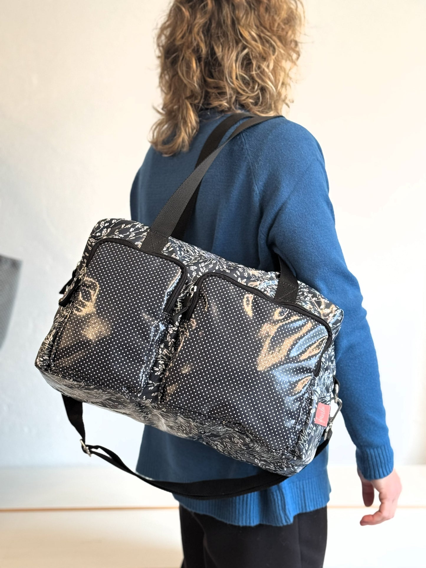 Borsa viaggio due tasche fantasia spiga blu - Fairlù® by Francesca Salvi