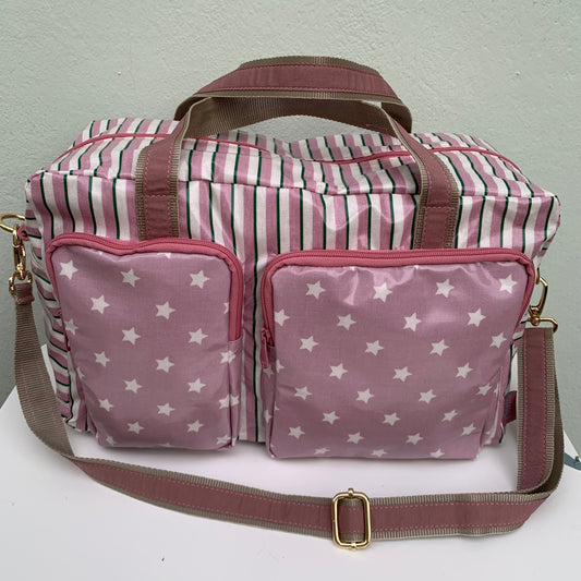 Borsa viaggio due tasche  fantasia stella rosa - Fairlù® by Francesca Salvi